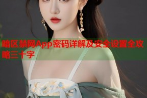暗区禁网App密码详解及安全设置全攻略三十字