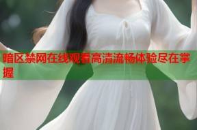 暗区禁网在线观看高清流畅体验尽在掌握